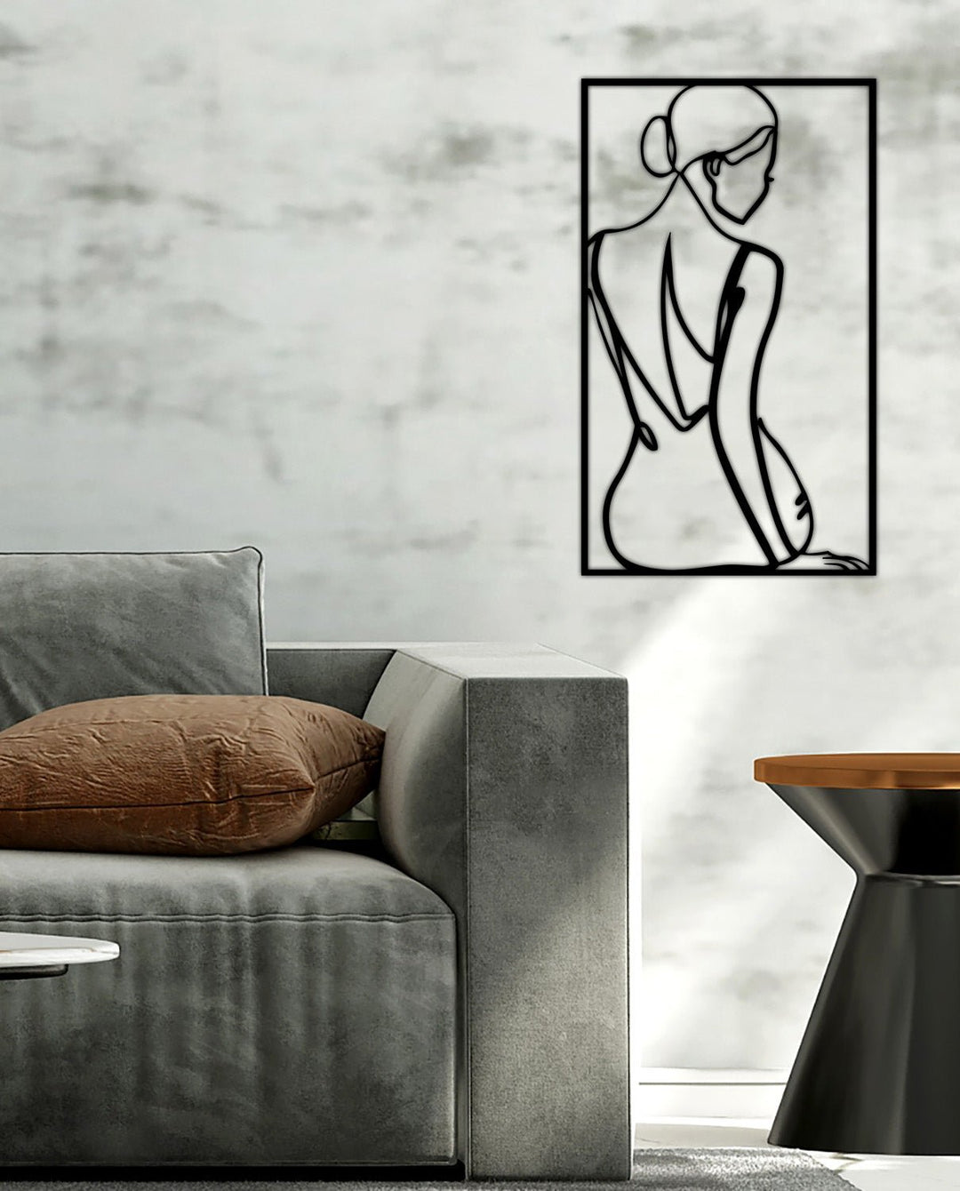 Modern Kadın Silueti Minimalist Metal Duvar Tablosu - Modern Çizgi Sanatı Koleksiyonu - Artroya