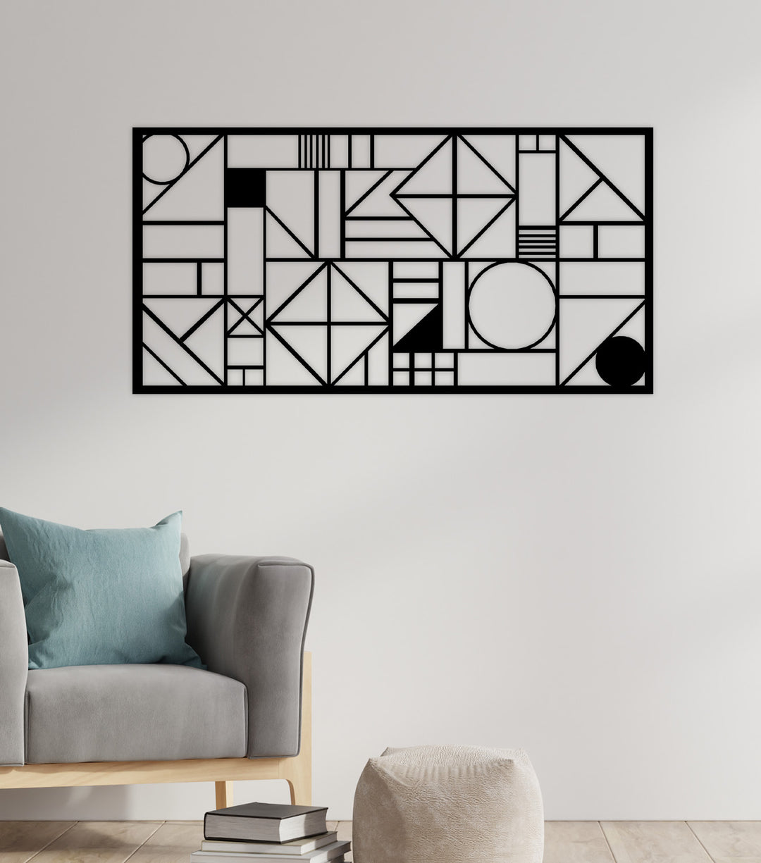 Logika Geometrik Puzzle Modern Metal Duvar Panosu