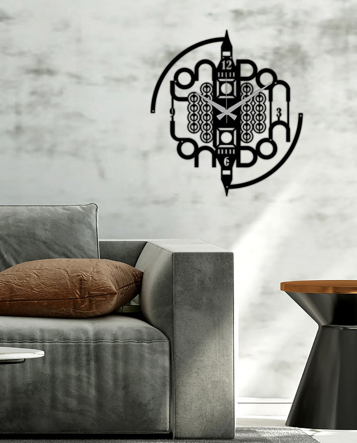Londinium Londra Silüetli Modern Metal Duvar Saati