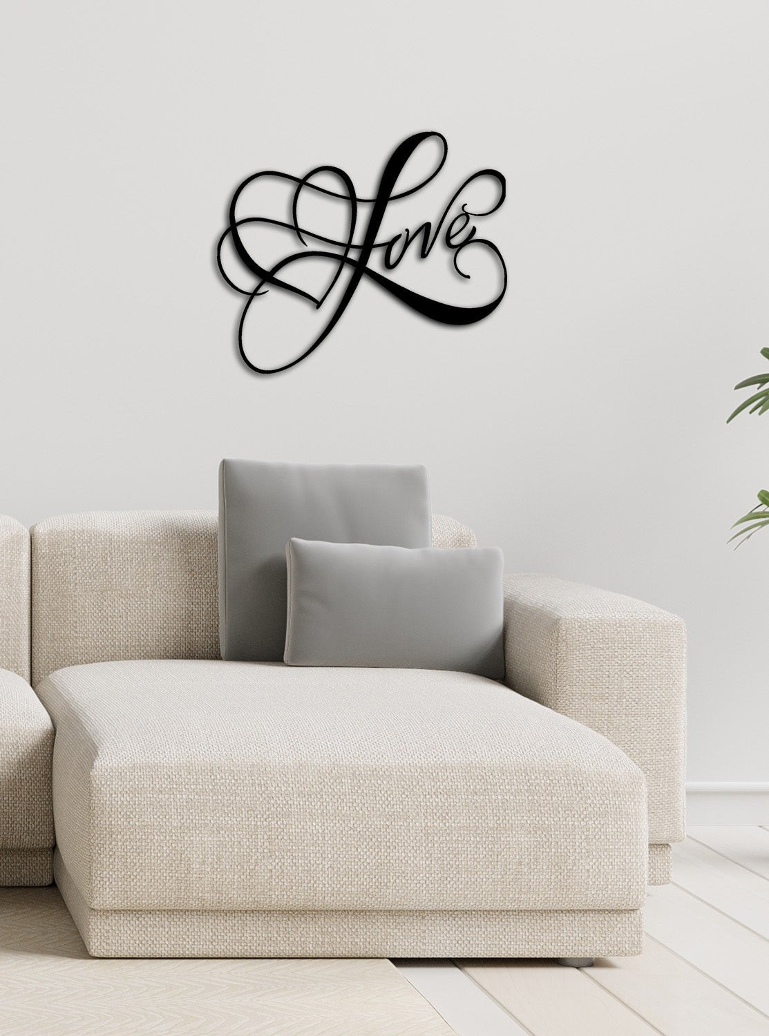 Love Heart Silhouette Artroya Metal Tablo Yakın Plan Lazer Kesim Detayı