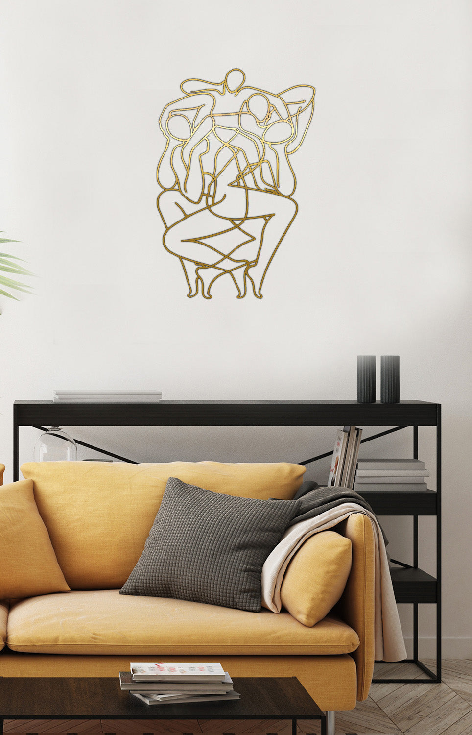 Lüks Ev Dekorasyonu İçin Gold (Altın) Modern Dansçı Metal Duvar Tablosu