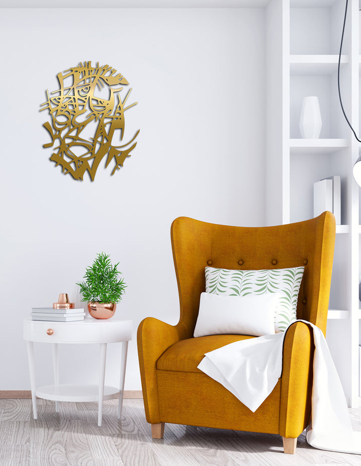 Lüks Salon Dekorasyonu İçin Gold (Altın) Renkli Palyaço Metal Duvar Panosu