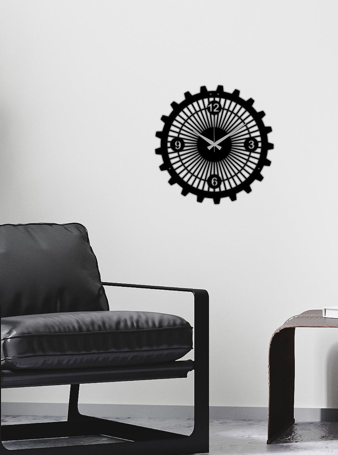 Mechanical Prime Mat Siyah Metal Duvar Saati - Endüstriyel Tasarım