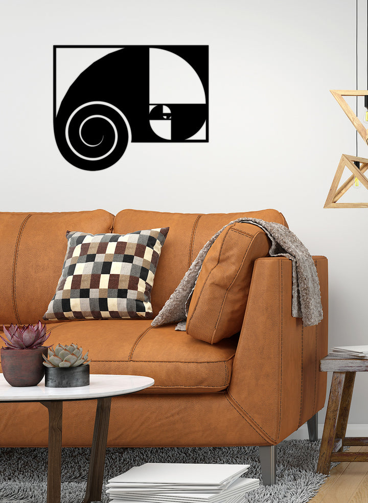 Phi Equilibrium Mat Siyah Metal Duvar Tablosu - Altın Oran Tasarımı