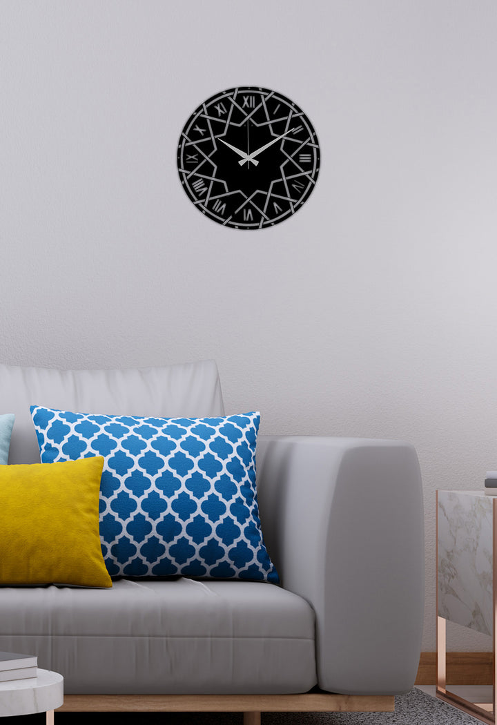 Stellar Dualis Mat Siyah Metal Duvar Saati - Modern Yıldız Tasarımı
