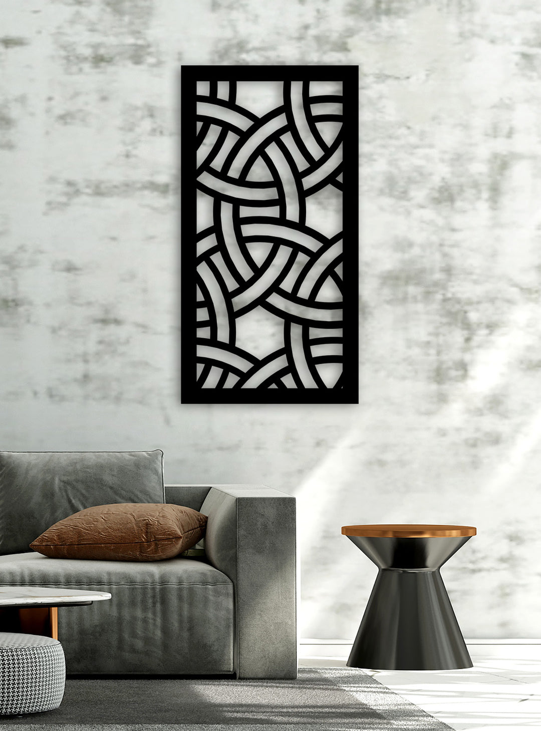 Matrix Art Deco Geometrik Modern Metal Duvar Panosu - Tek Parça