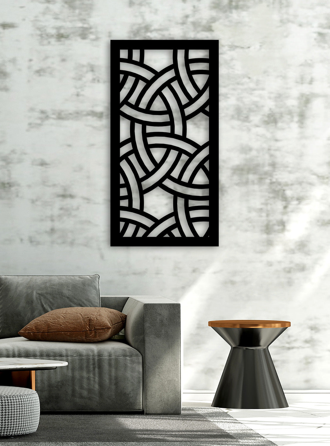 Matrix Art Deco Geometrik Modern Metal Duvar Panosu - Tek Parça