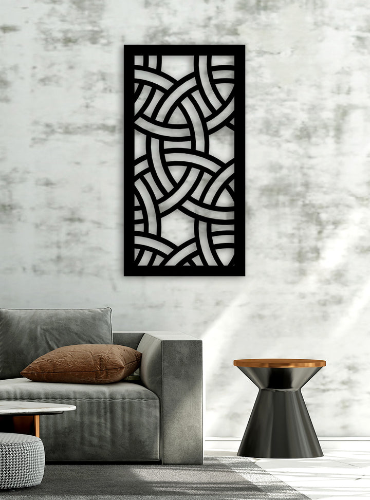 Matrix Art Deco Geometrik Modern Metal Duvar Panosu - Tek Parça