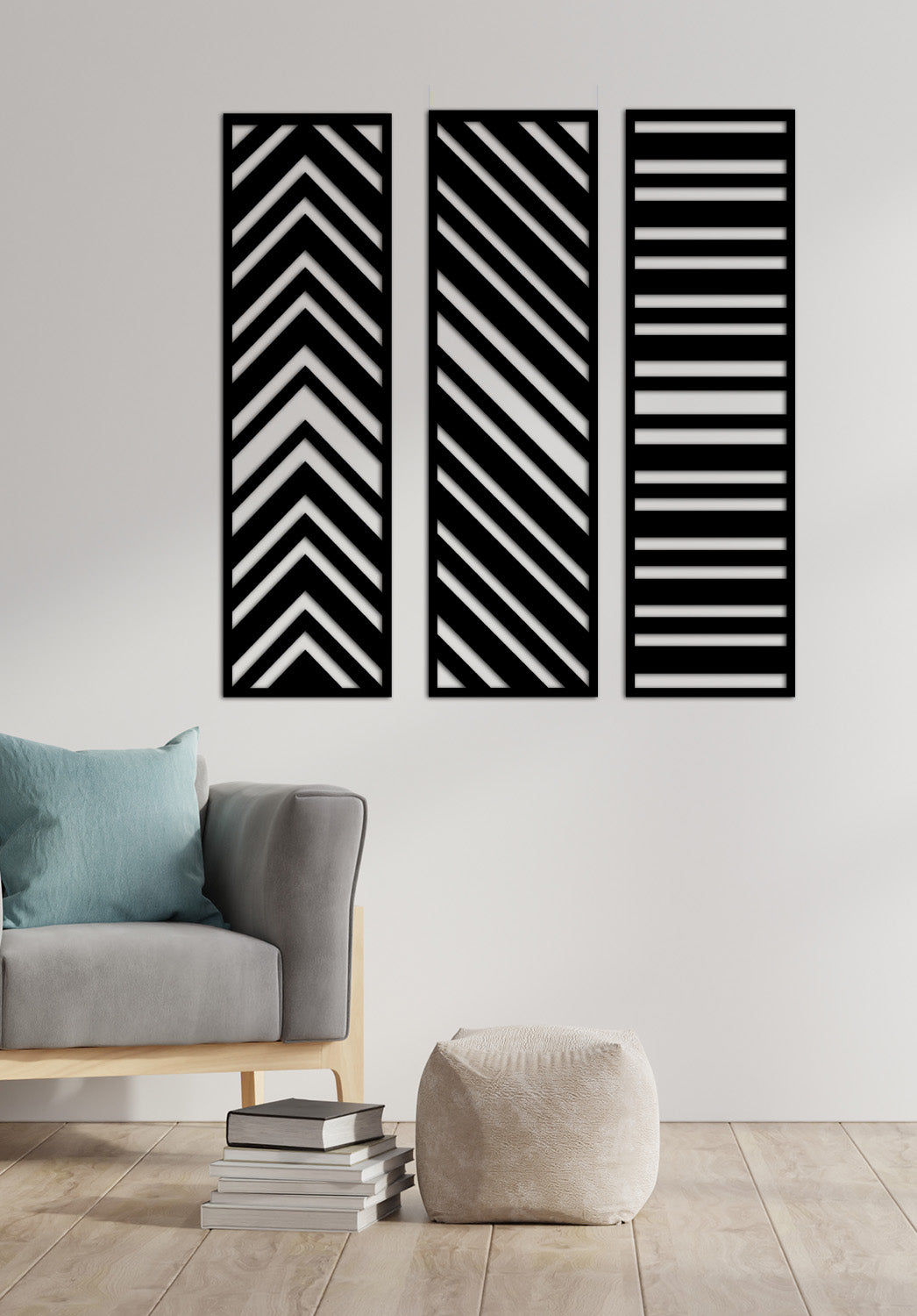 Vektra Art Deco Geometrik Kare Metal Duvar Panosu - Tek Parça