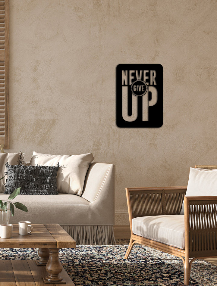 Mimari Tekstüre Siyah Boya Never Give Up Pano Yüzey Dokusu