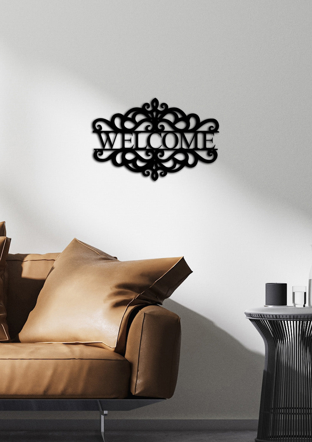 Minimalist Antre Dekoru İçin Tekstüre Siyah Welcome Pano