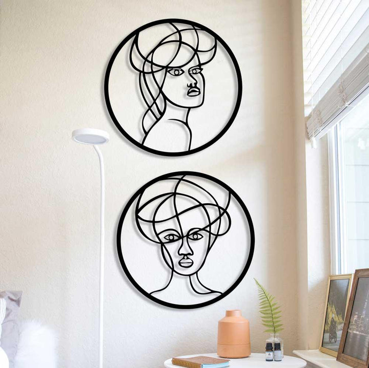 Artroya Tasarımı Minimalist Bakış ve Portre Temalı Siyah Metal Pano Seti