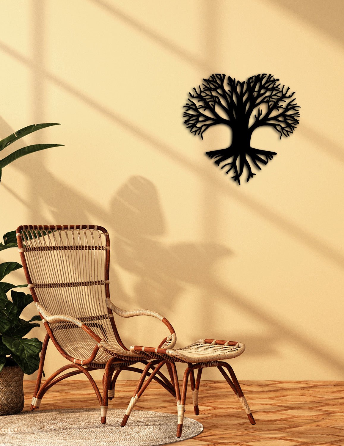 Minimalist Doğa Dekoru İçin Siyah Metal Ağaç Pano