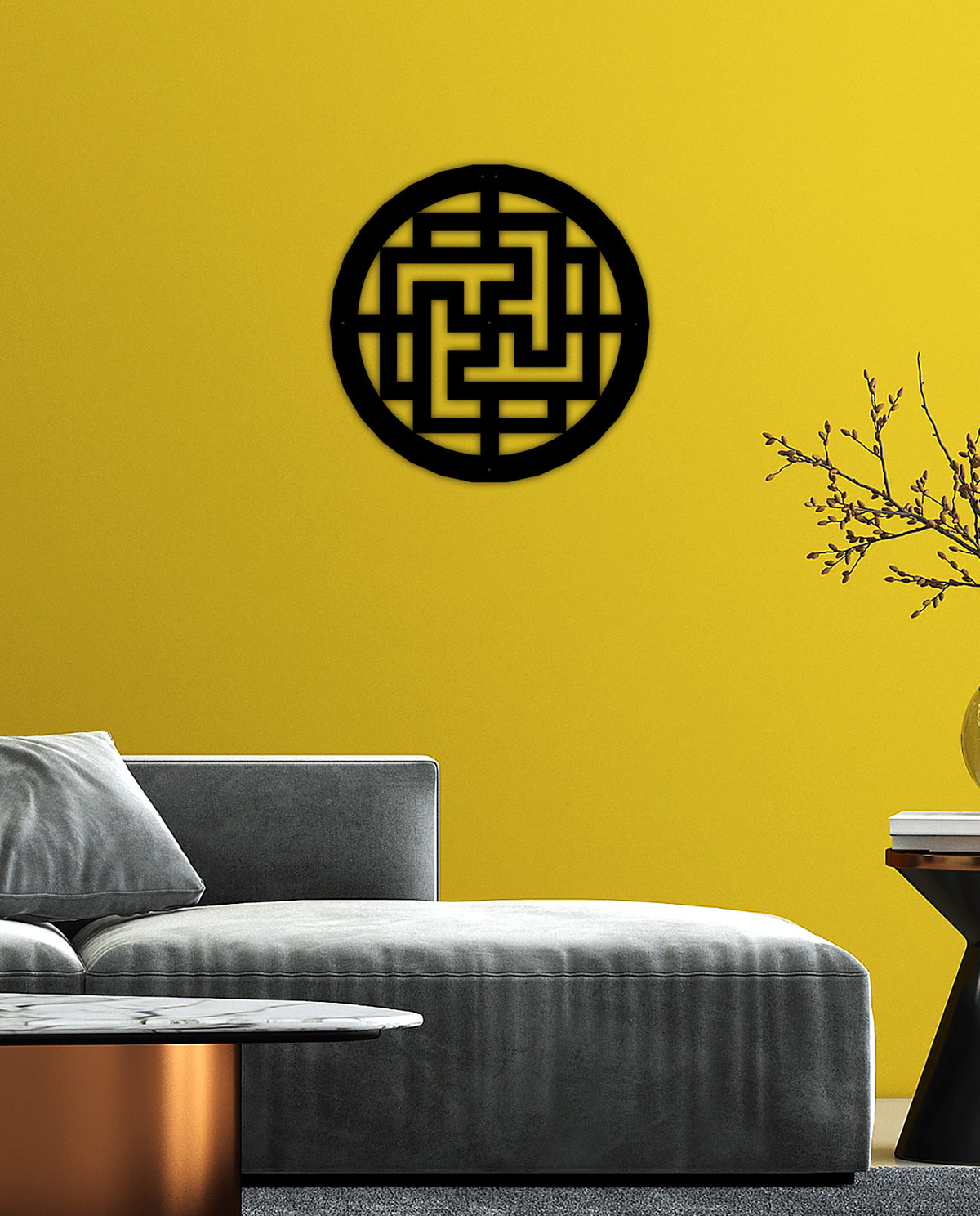 Minimalist Duvar Sanatı İçin Tekstüre Siyah Halka Pano