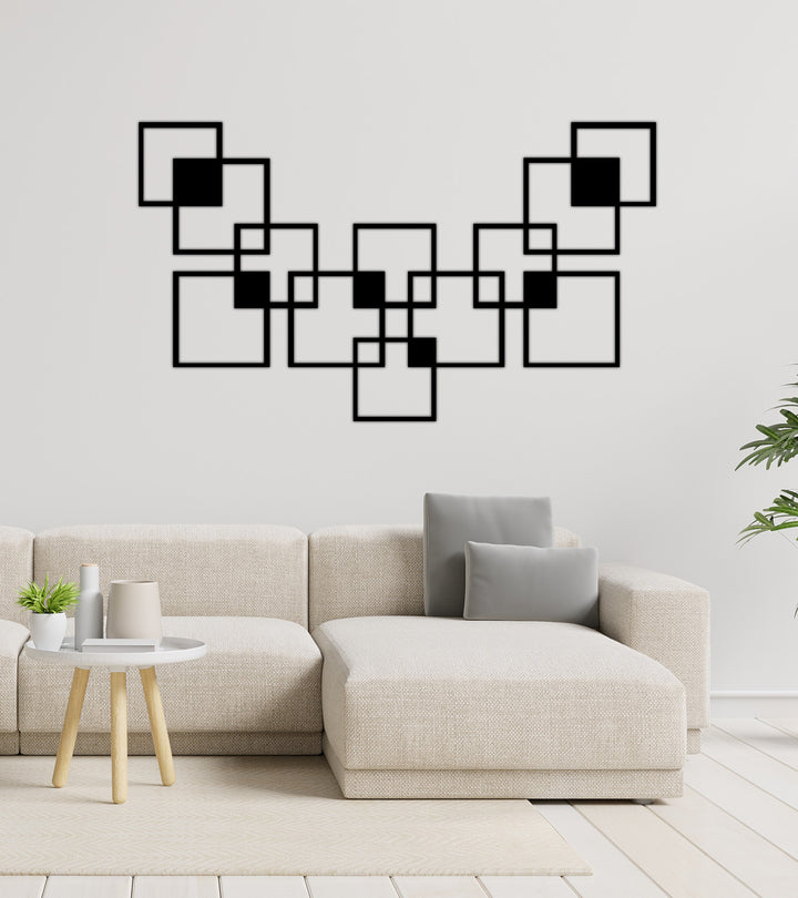 Minimalist Oturma Odası Duvar Panosu Izgara Tasarımlı Çelik Tablo