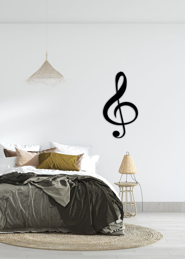 Minimalist Sol Anahtarı Metal Heykel Estetiği - 3D Yan Perspektif