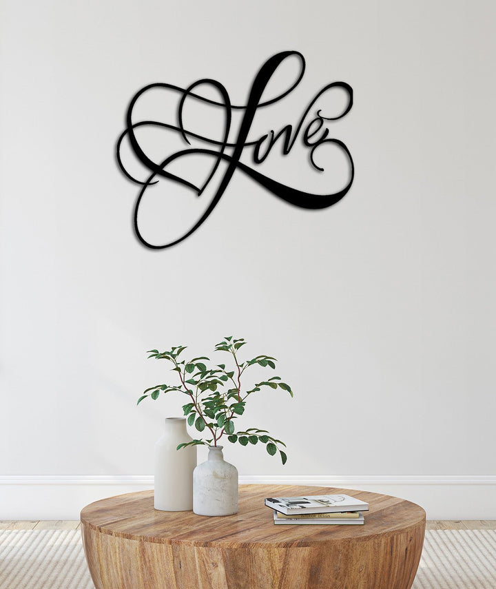 Minimalist Yazılı Duvar Dekoru İçin Siyah Metal Kalp