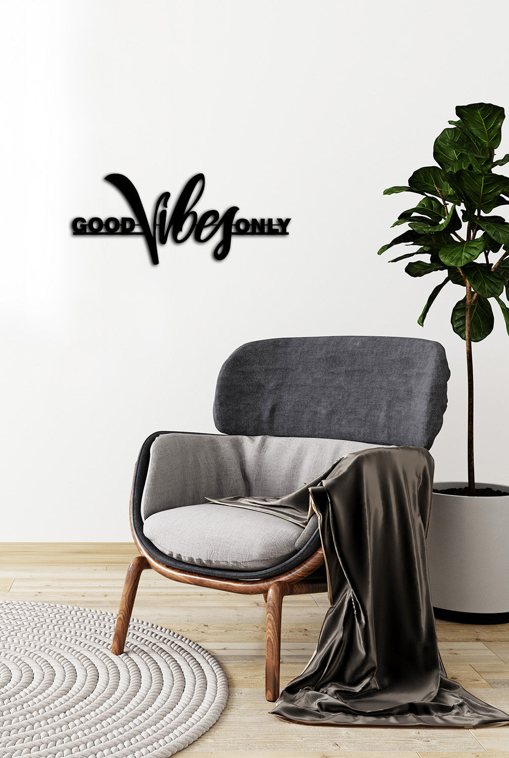 Minimalist Yazılı Duvar Dekoru İçin Tekstüre Siyah Metal Pano