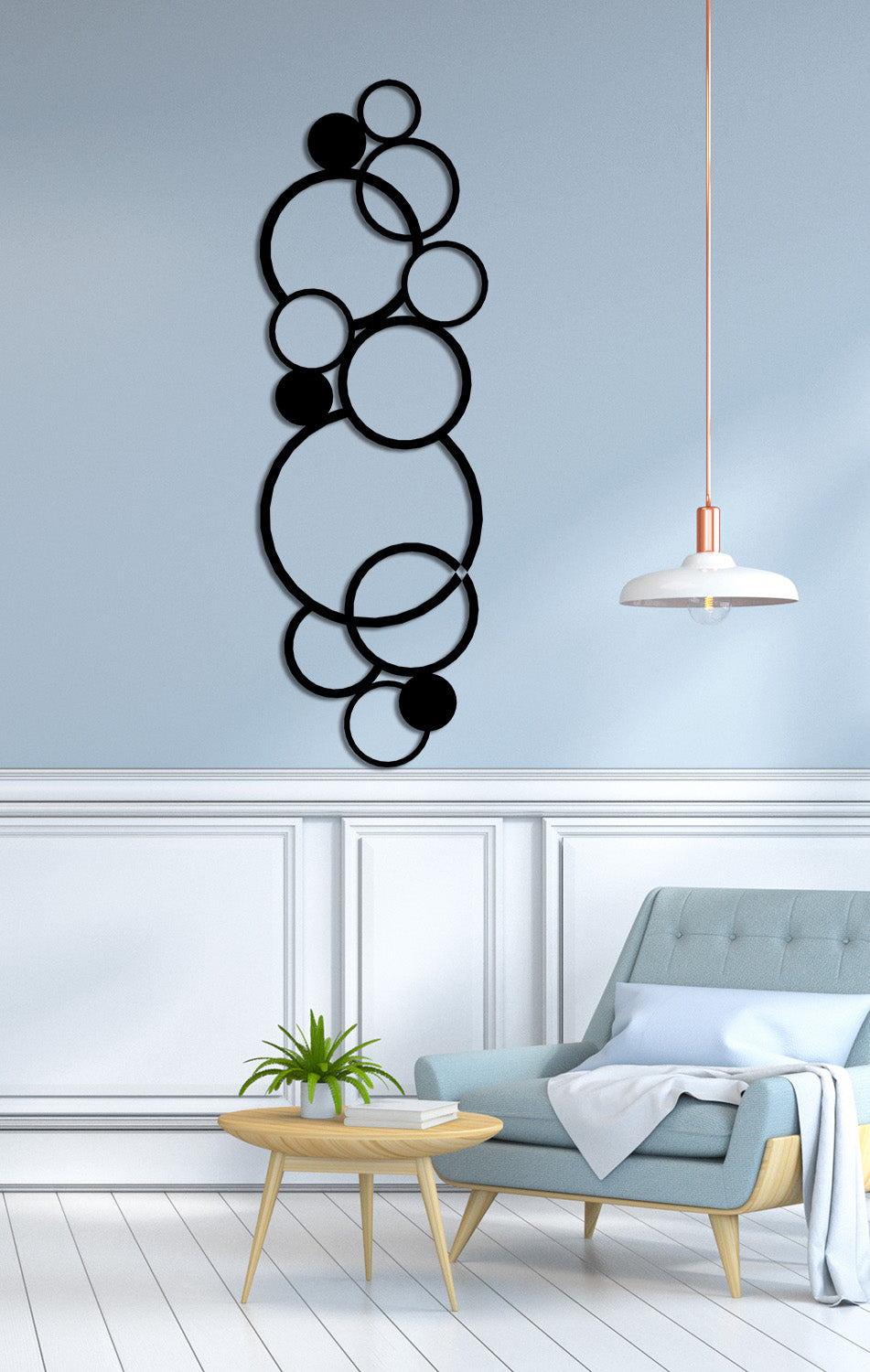 Modern Antre Dekorasyonu İçin Dairesel Formlu Metal Tablo