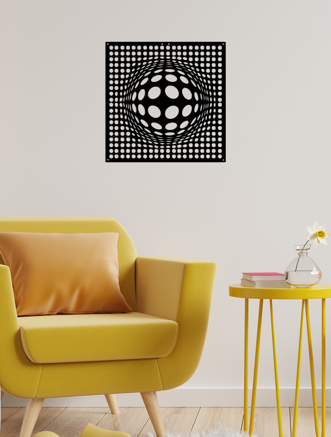 Modern Antre Dekorasyonu İçin Dairesel Formlu Metal Tablo