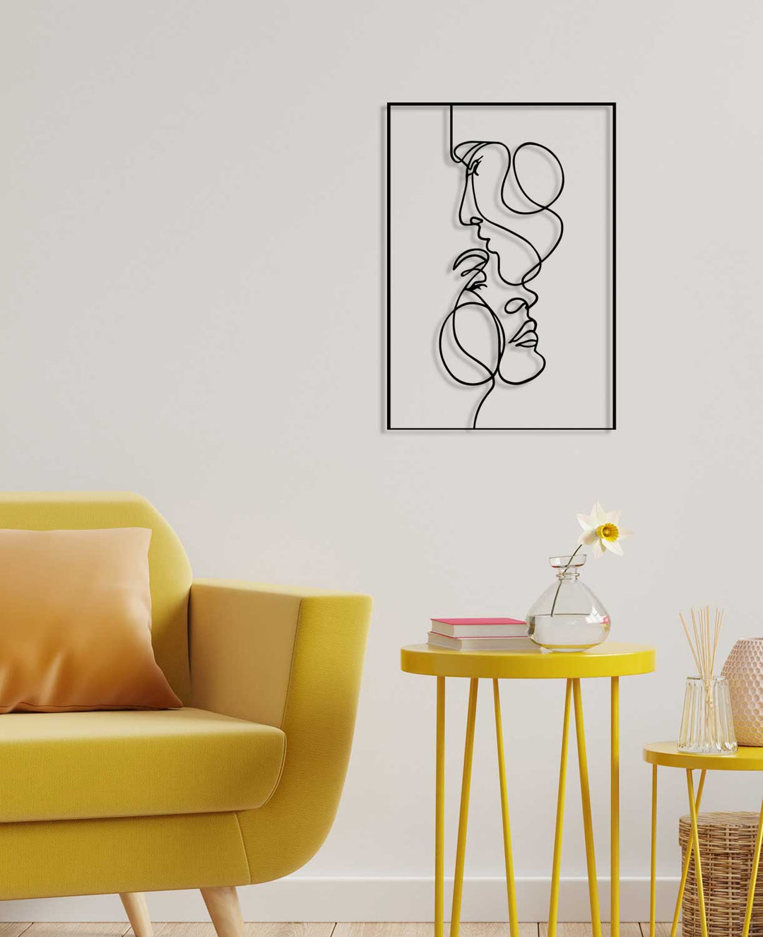 Modern Yatak Odası ve Salon Dekorasyonu İçin Aşk Temalı İkili Metal Duvar Panosu