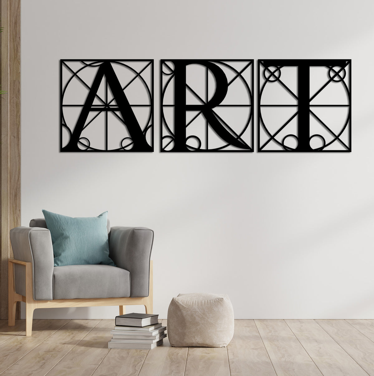 Modern Ev Dekorasyonu İçin Tekstüre Siyah 'ART' Metal Pano