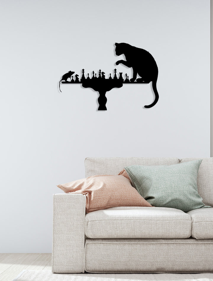 Modern Salon Dekorasyonu İçin Satranç Severlere Özel Metal Pano