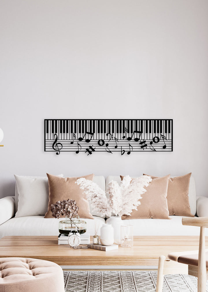 Modern Salon İç Mekan Tasarımı İçin Piyano Temalı Metal Duvar Dekoru