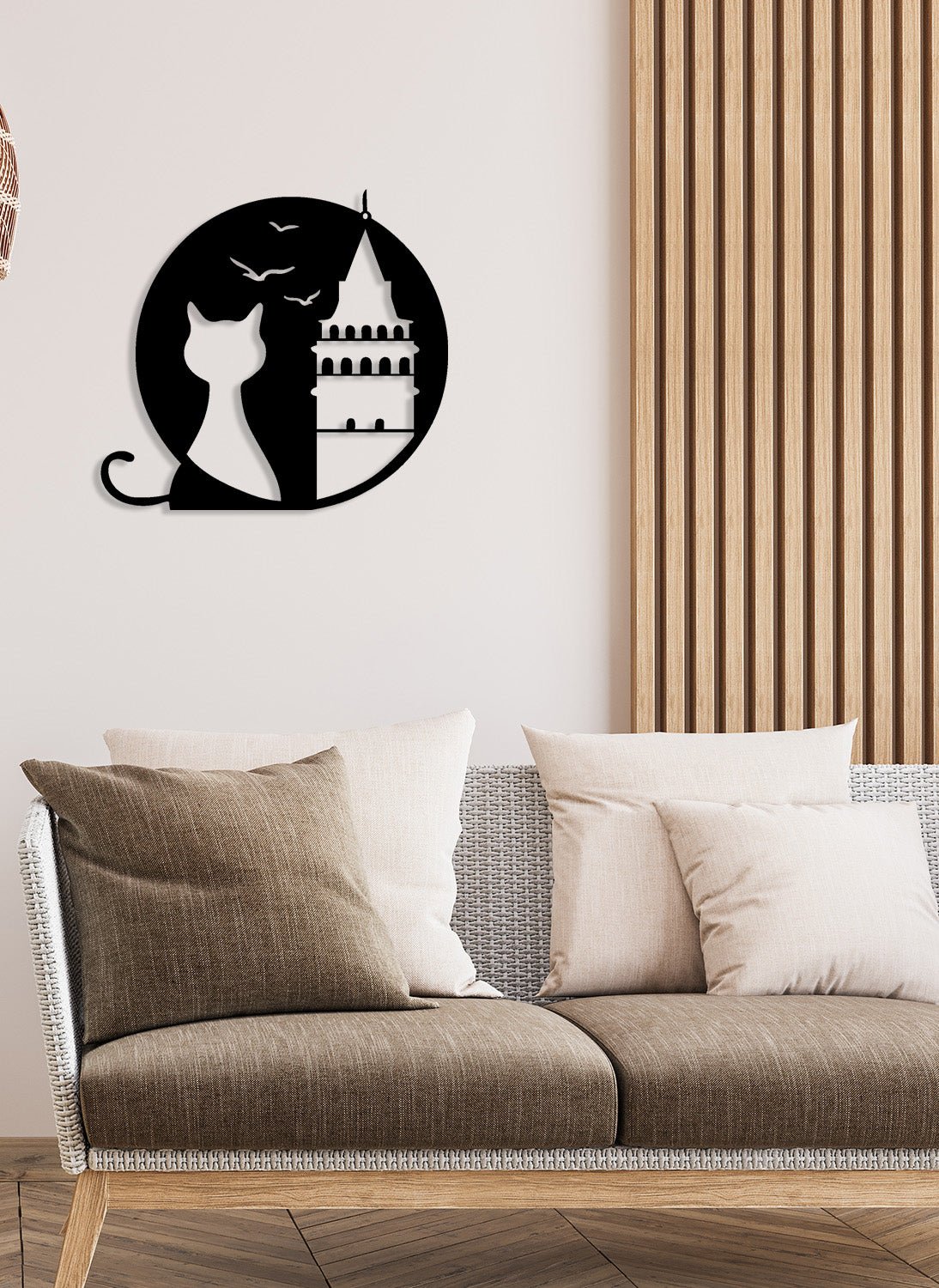 Modern Salon Dekorasyonu İçin Galata Kulesi Temalı Metal Pano