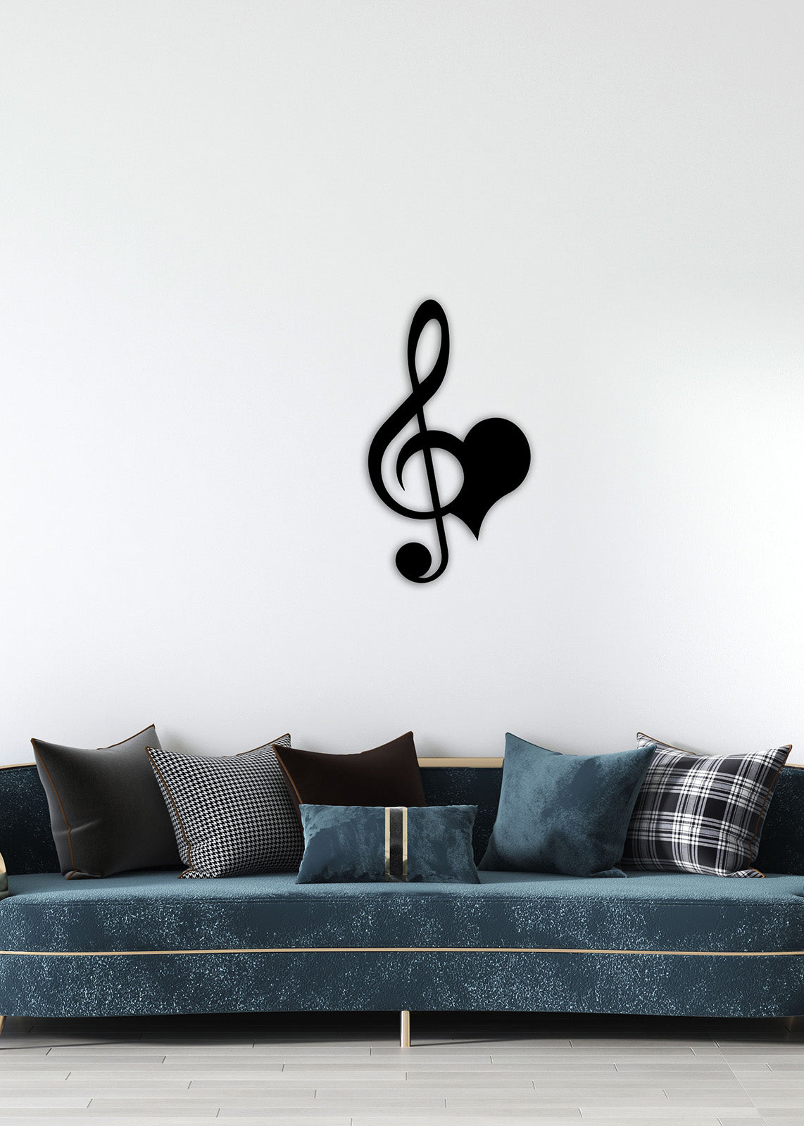 Modern Salon Dekorasyonu İçin Müzik ve Aşk Temalı Metal Duvar Sanatı