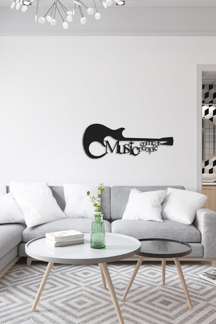 Modern Salon Dekorasyonu İçin Rock Müzik Felsefesi Temalı Metal Pano