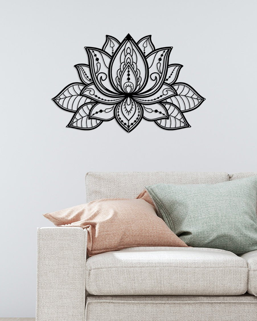 Artroya 3D Lotus Çiçeği Metal Duvar Tablosu - Modern Katmanlı Heykel Sanatı Koleksiyonu - Artroya