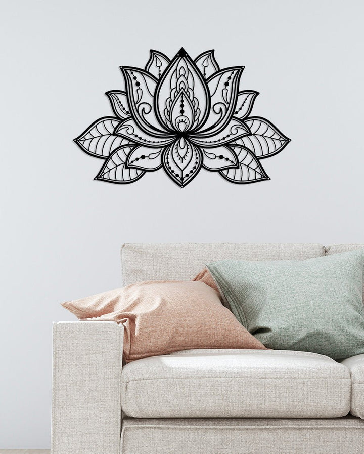 Artroya 3D Lotus Çiçeği Metal Duvar Tablosu - Modern Katmanlı Heykel Sanatı Koleksiyonu - Artroya