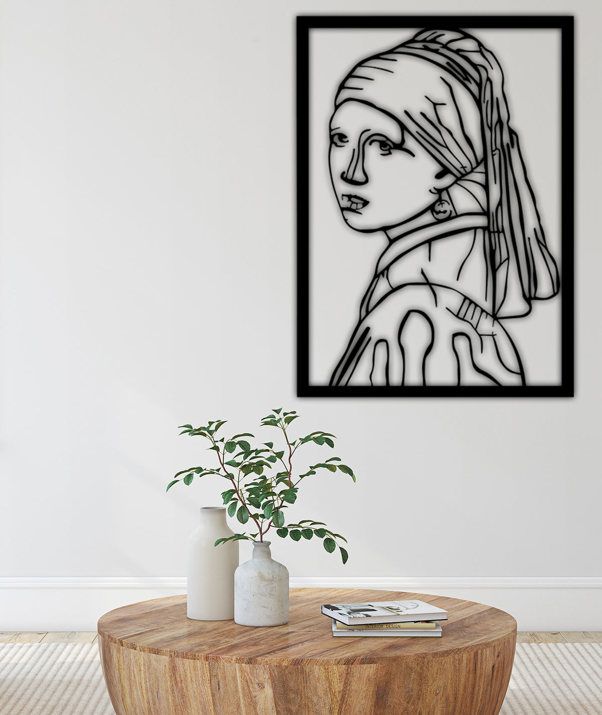 Modern Mona Lisa Geometrik Siyah Metal Duvar Tablosu - Da Vinci Koleksiyonu