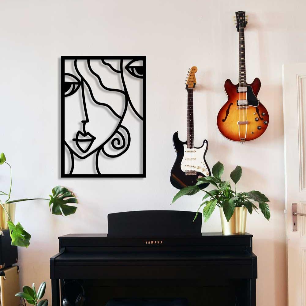 Modern Ofis ve Salon Dekorasyonu İçin İkili Minimalist Çizgi Sanatı Metal Duvar Panosu Seti