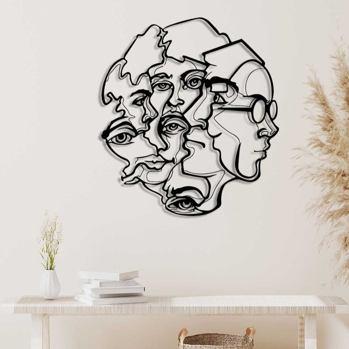 Zihin Labirenti Modern Soyut Yüz Metal Duvar Tablosu - Sürrealist Sanat Koleksiyonu - Artroya