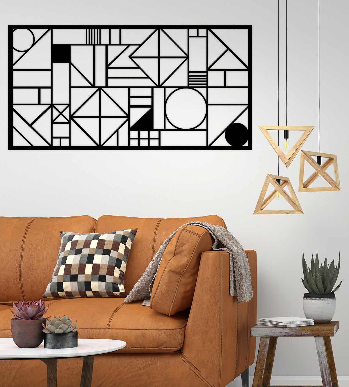 Modern Ofis Duvar Sanatı İçin Geometrik Puzzle Pano