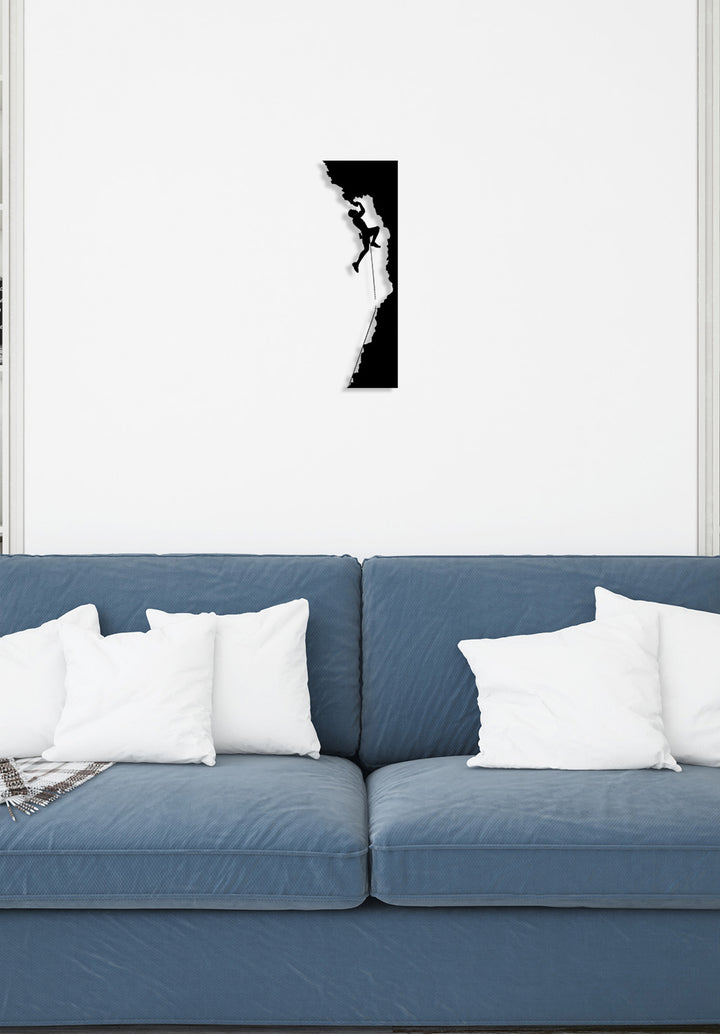 Modern Ofis Dekorasyonu İçin Siyah Dağ Tırmanıcısı Metal Duvar Dekoru