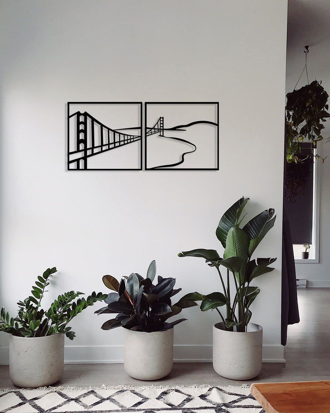 Modern Ofis Dekorasyonu İçin Siyah Köprü Metal Duvar Dekoru