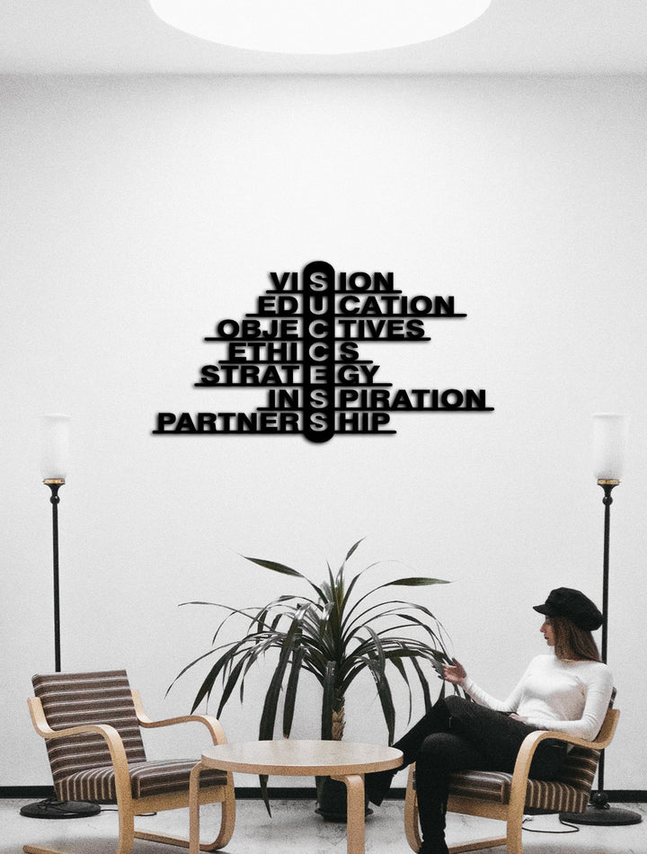 Modern Ofis Dekorasyonu İçin Success Yazılı Metal Pano