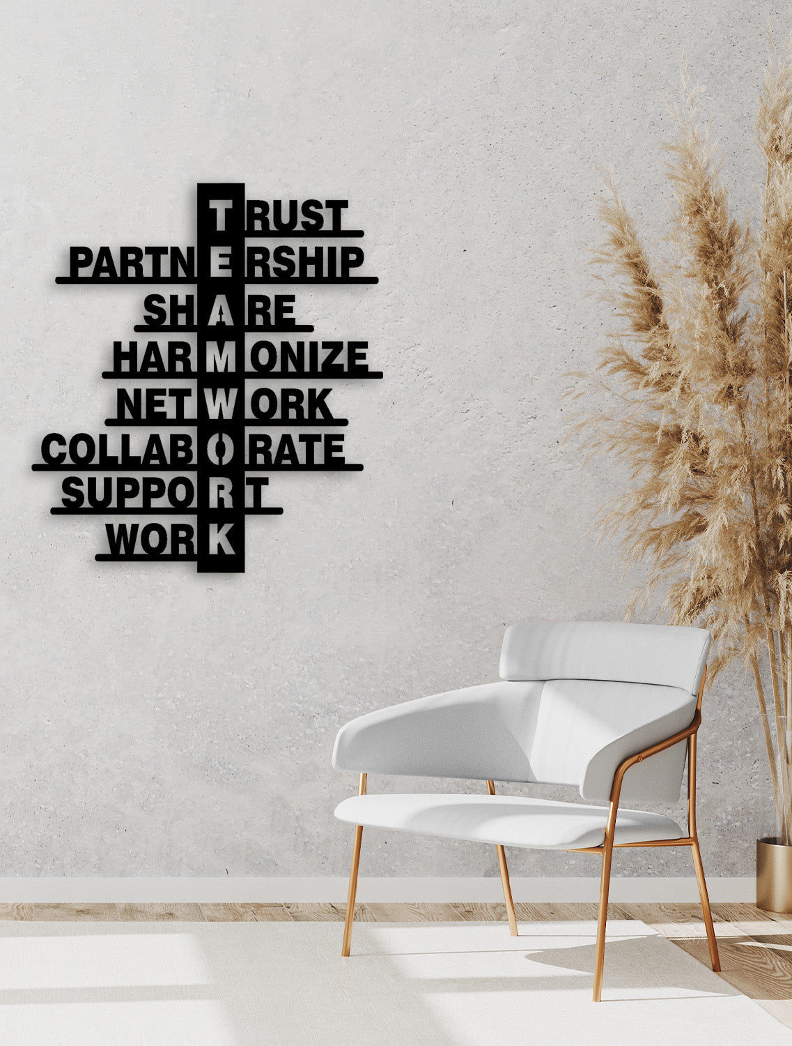 Modern Ofis Metal Tablosu ve 2 cm Duvar Gölge Derinliği