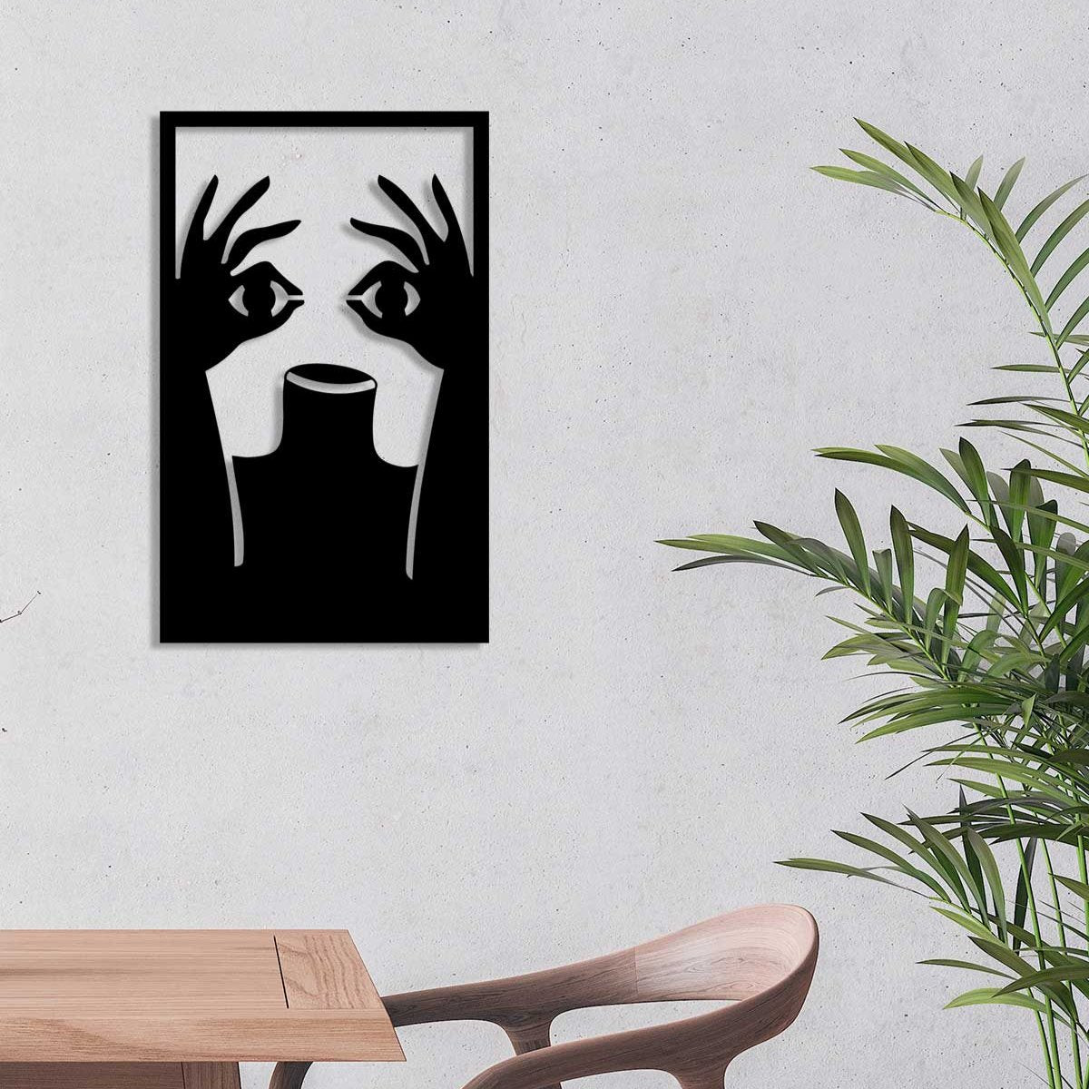 Modern Salon ve Ofis Dekorasyonu İçin Sanatsal Kadın Portresi Metal Duvar Panosu