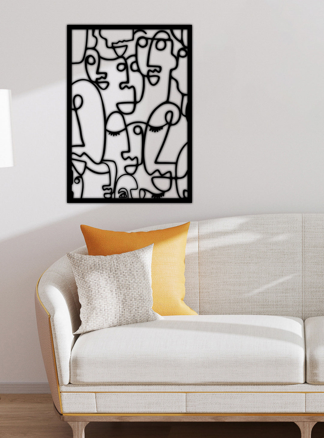 Modern Salon Dekorasyonu İçin Sanatsal Çok Boyutlu Soyut Yüzler Metal Pano