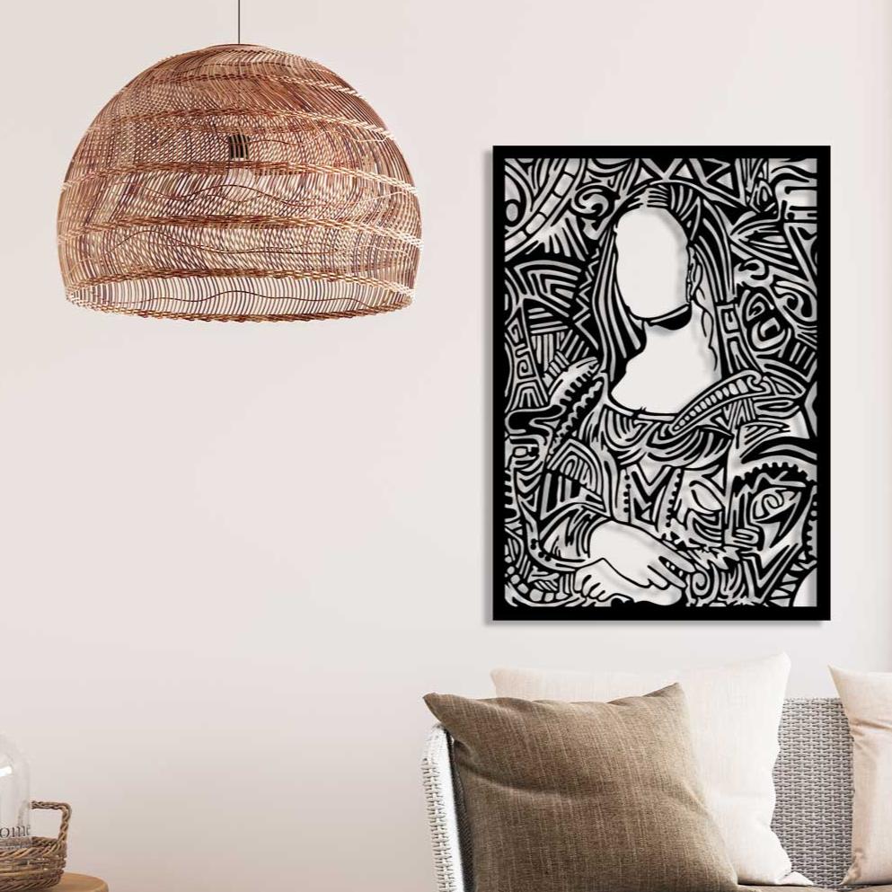 Modern Salon Dekorasyonu İçin Sanatsal Mona Lisa Remix Metal Duvar Panosu