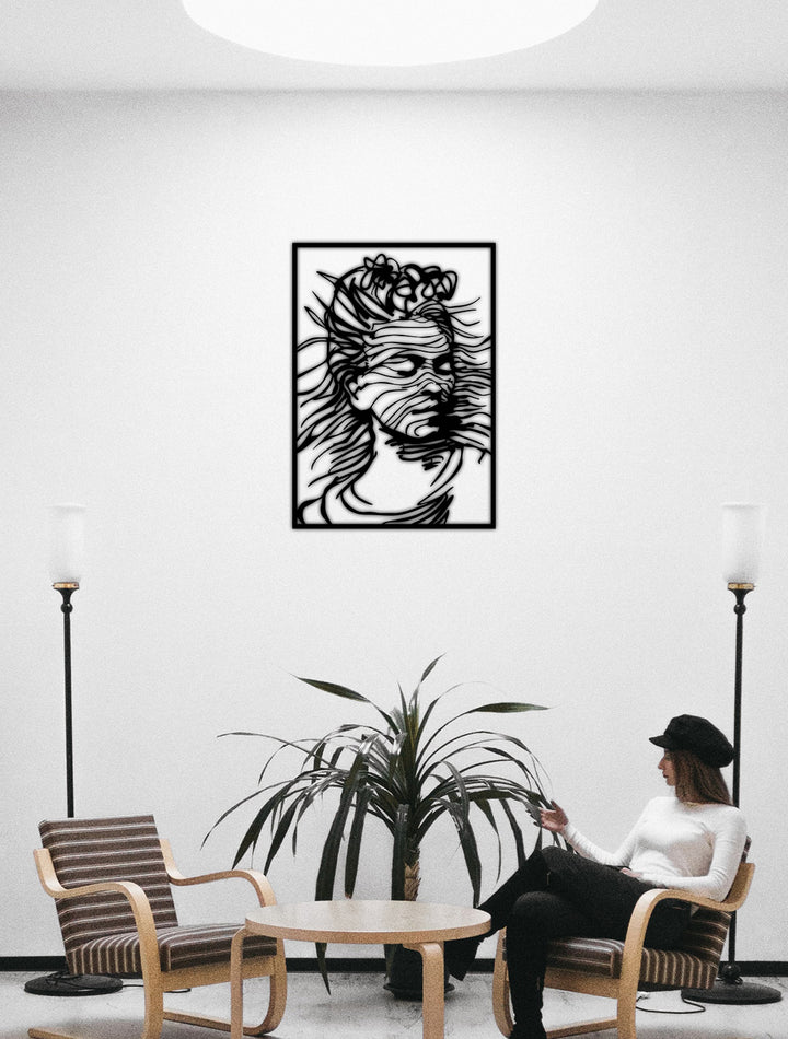 Modern Salon Dekorasyonu İçin Sanatsal Frida Kahlo Metal Duvar Panosu