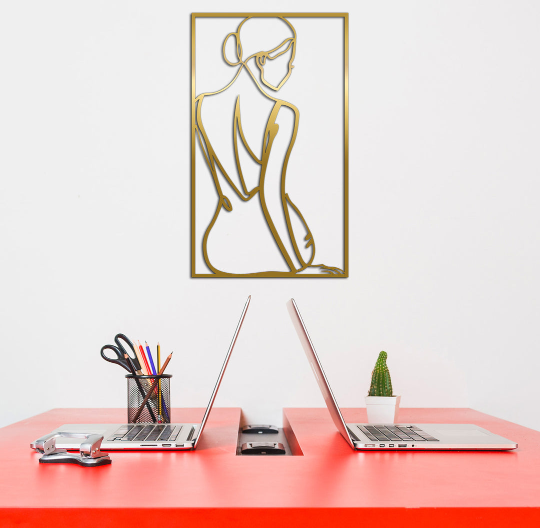 Modern Kadın Silueti Minimalist Metal Duvar Tablosu - Modern Çizgi Sanatı Koleksiyonu - Artroya