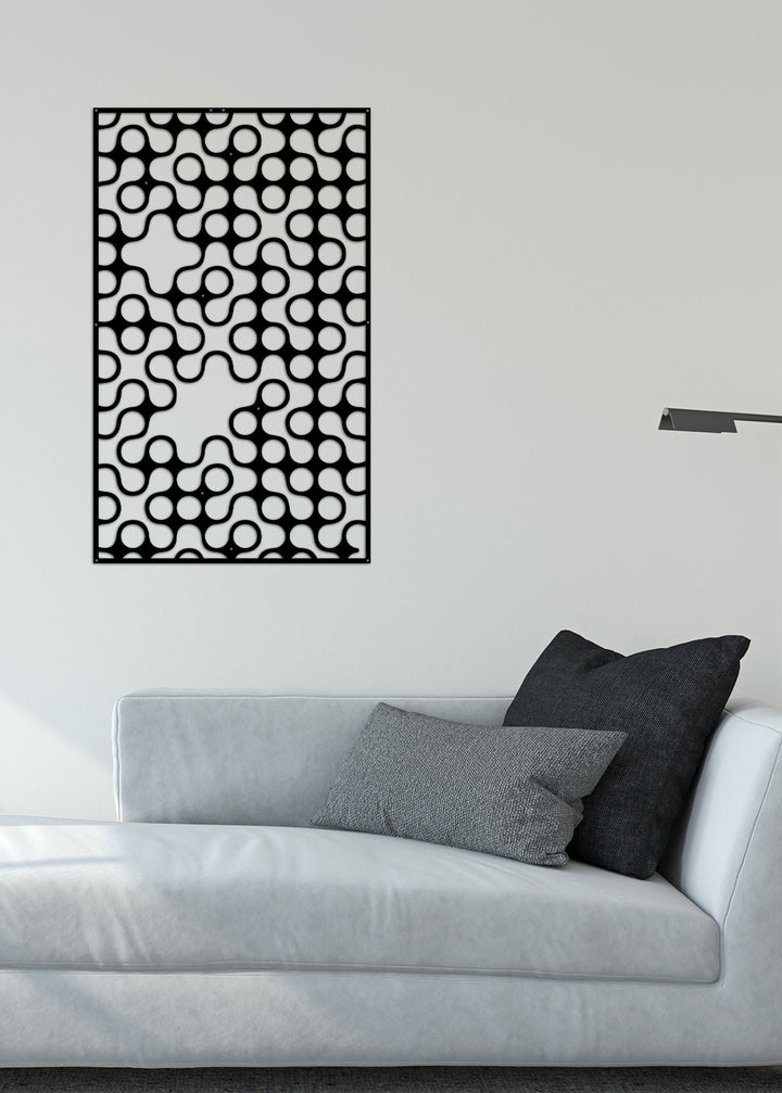 Modern Salon Dekorasyonu İçin Akışkan Geometrik Metal Tablo