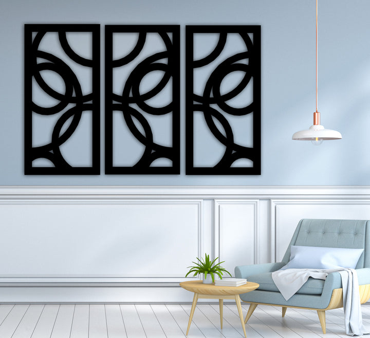 Modern Salon Dekorasyonu İçin Art Deco Geometrik Metal Pano