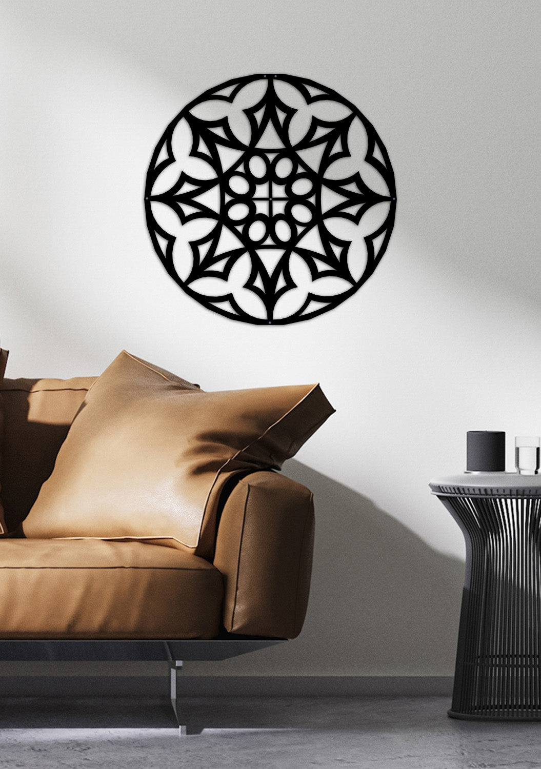 Modern Salon Dekorasyonu İçin Art Deco Mandala Metal Pano