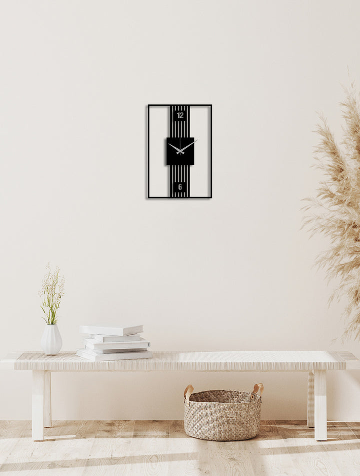 Modern Salon Dekorasyonu İçin Siyah Sessiz Akar Metal Duvar Saati